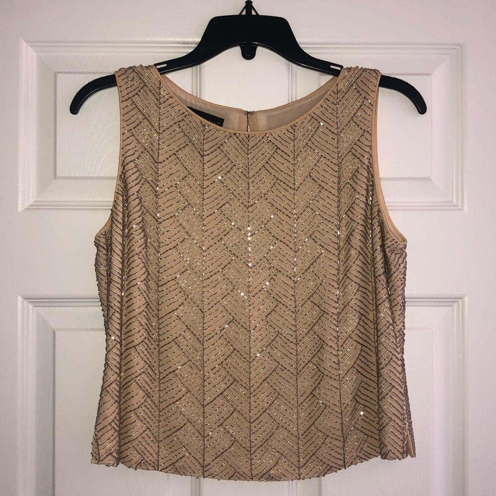 Tan Beaded 20s Blouse